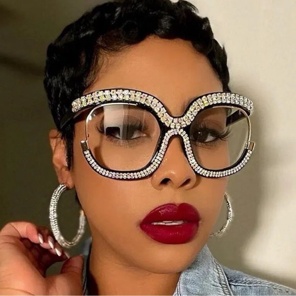 Rhinestone Clear Lens Glasses - Picture 3 of 3